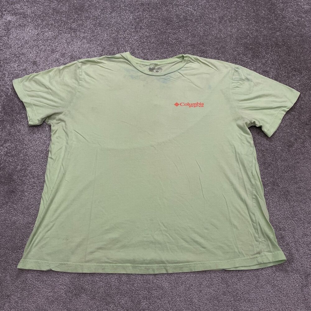 Columbia PFG Graphic T-Shirt Mens XLT Green Crew Neck Short Sleeve Casual Tee